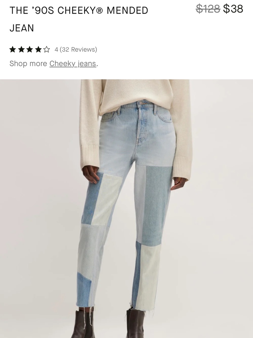 Everlane Patchwork Straight-Leg Jeans in Light Blue